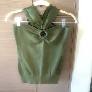 Bebe Olive Green Satin Halter